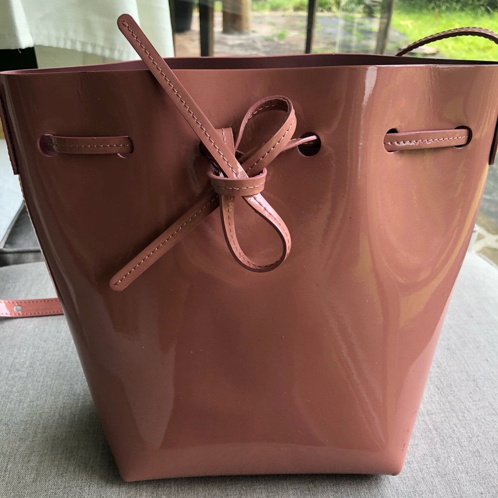 Mansur Gavriel Patent Blush Mini Bucket Bag